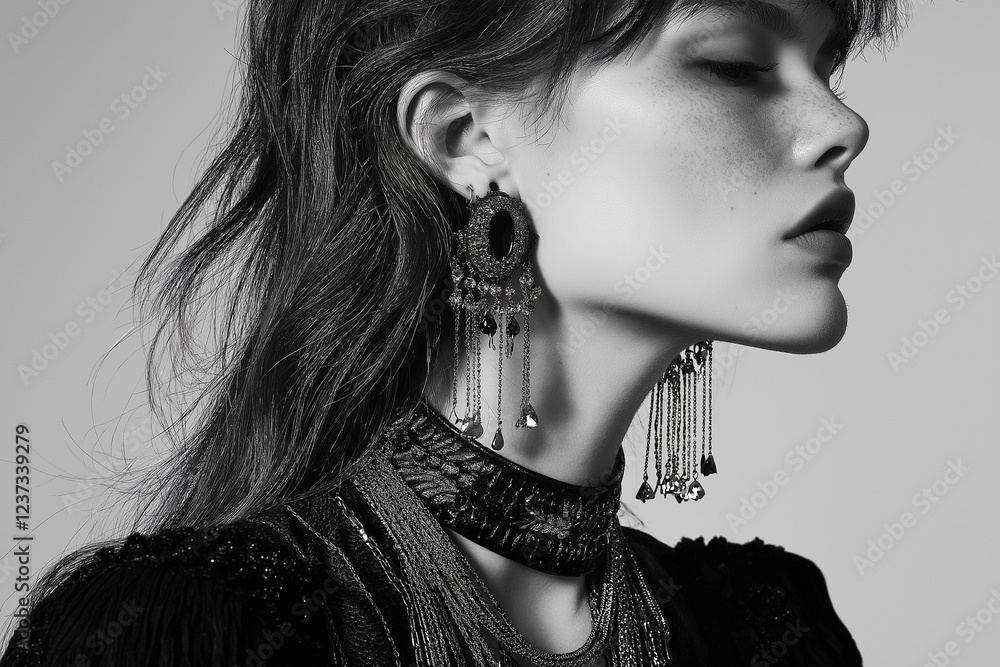 Obraz premium black and white portrait of a woman