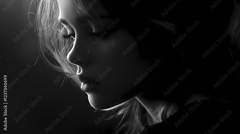 Dramatic dark moody backdrop with cinematic lighting, black, monochrome. Moody Monochrome. Illustration Dramatic dark moody backdrop with cinematic lighting, black, monochrome. Moody Monochrome. Illustration