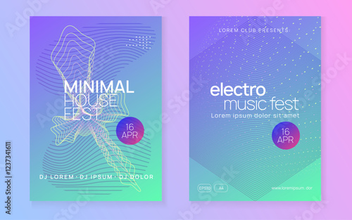 Dance Flyer. Fest Set. Electro Cover. Green Edm Poster. Blue Discotheque Background. Techno Festival Graphic. Psychedelic Beat Invitation. Pink Dance Flyer
