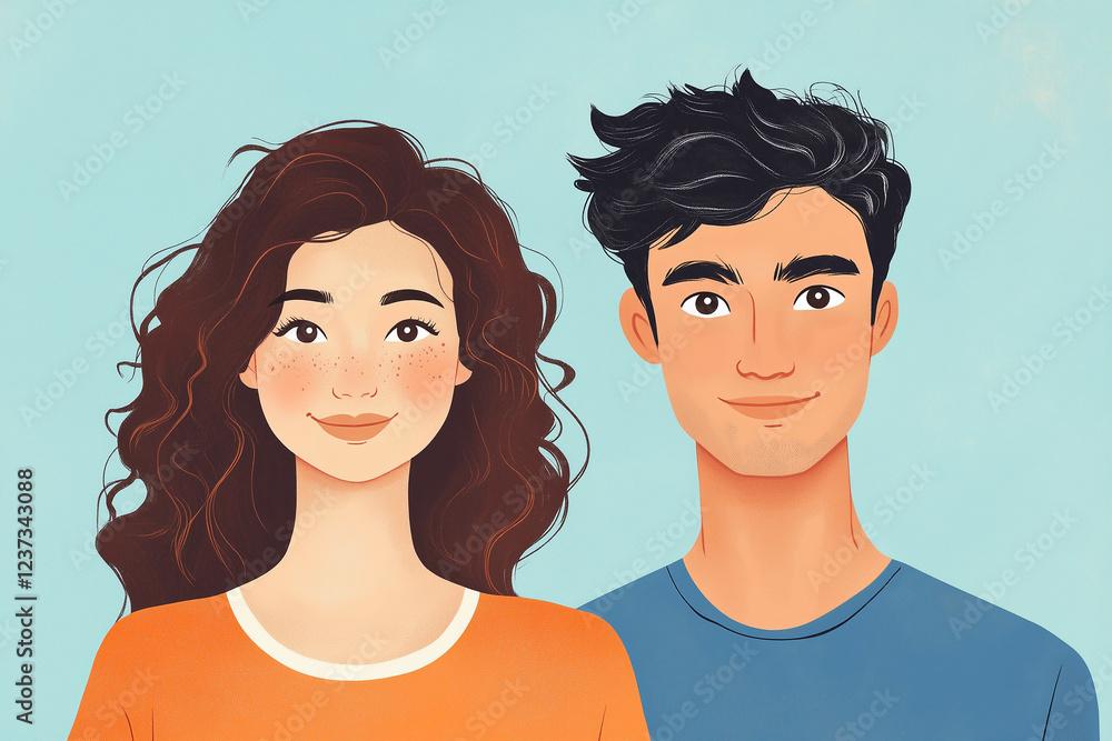 Engaging Portrait of Two Young Adults with Bright Expressions Engaging Portrait of Two Young Adults with Bright Expressions