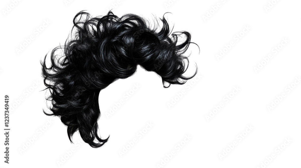 Fototapeta premium Black wavy hair lock isolated on transparent background