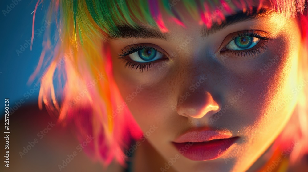 A close-up portrait of a fashion-forward young woman A close-up portrait of a fashion-forward young woman