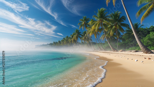 Wallpaper Mural Serene Tropical Beach with Palm Trees and Clear Ocean Torontodigital.ca