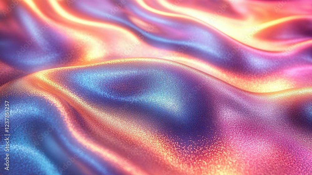 Obraz premium Abstract iridescent fabric texture with flowing waves