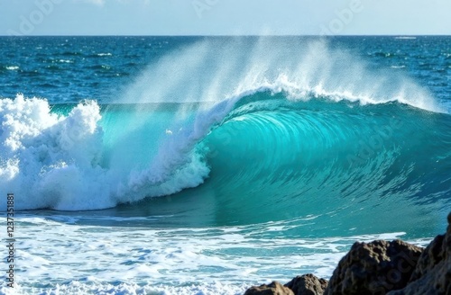 The waves hit the rocks, with several different views, symbolizing the never-ending spirit