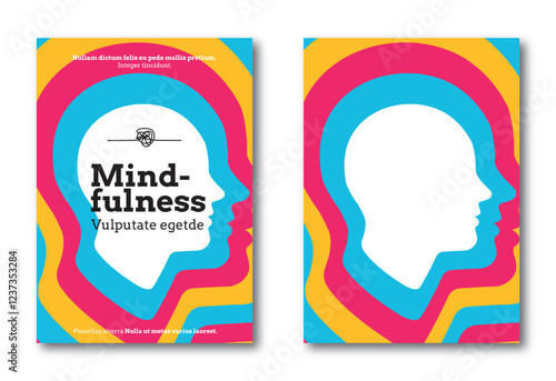 Poster of human head with colored waves in side view, for poster or publications