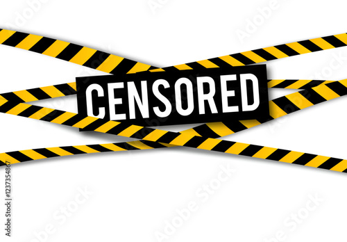 Vector warning tapes with censorship label
