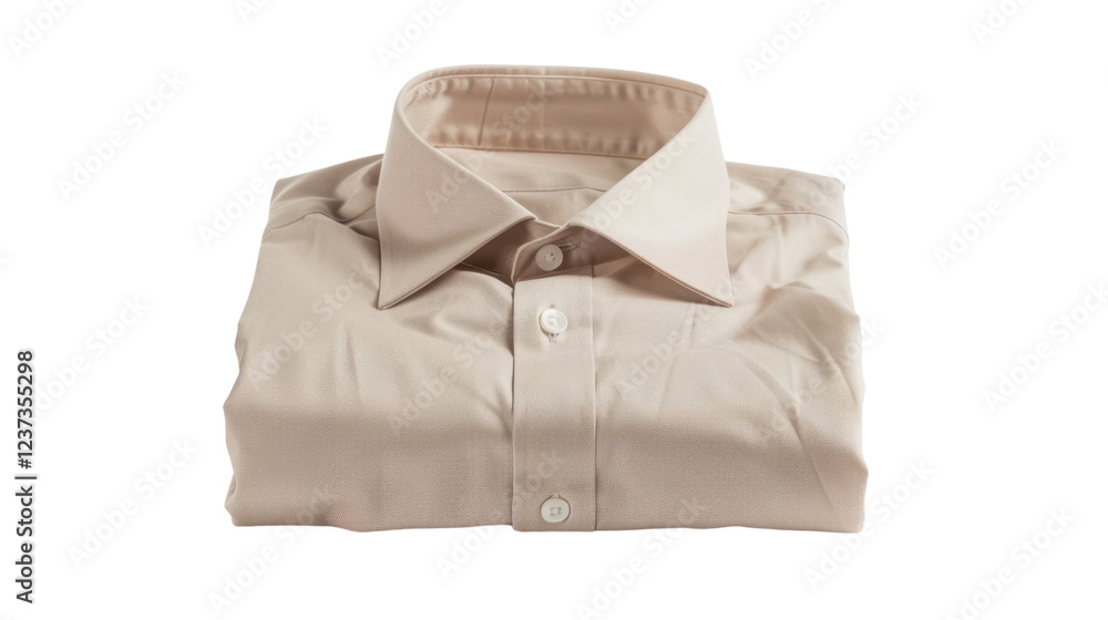 Folded beige dress shirt isolated on transparent background Folded beige dress shirt isolated on transparent background