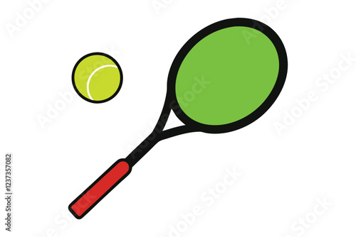 Tennis racket and ball vector art illustration