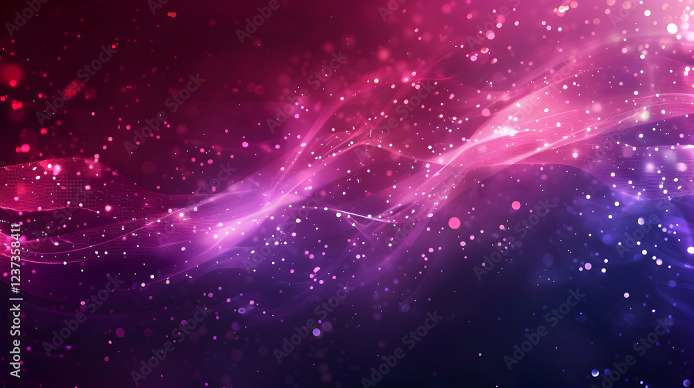 Fototapeta premium A vibrant abstract design featuring flowing waves of color and sparkling particles.