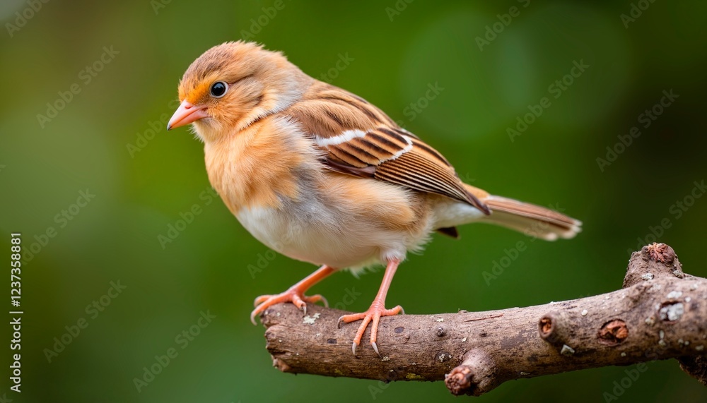 Fototapeta premium Close-Up of a Colorful Sparrow Sitting on a Branch in a Natural Setting