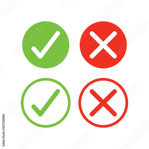 Free Download Check mark, Tick  and X mark icon. Checkmark and x mark icon for apps and websites. Green and red check  icon for UIUX app icons. Set check mark and cross. Vector illustration - GFXLoad