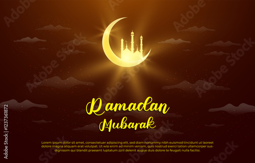ramadan mubarak template banner with beautiful islamic ornament with brown background design 11