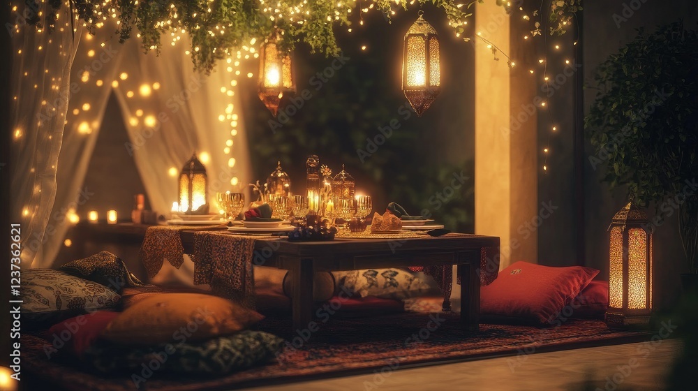 Fototapeta premium Enchanted Outdoor Dinner Setting