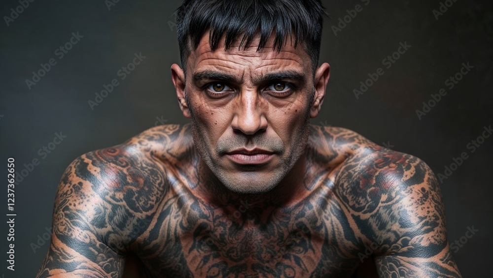 Obraz premium Powerful portrait revealing the character and intensity of a man.