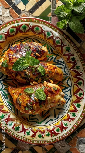 Wallpaper Mural Traditional whole fresh baked Moroccan fish pastilla close up. AI generated illustration Torontodigital.ca