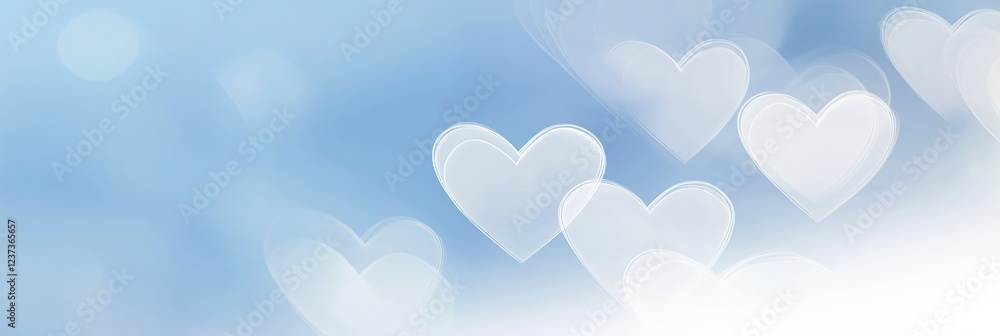 Many hearts floating on a light blue background representing love and affection Many hearts floating on a light blue background representing love and affection