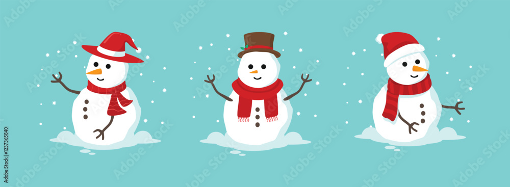 The collection of snowman wear a winter theme. Graphic resource about winter and christmas for content , banner, sticker label and greeting card. The collection of snowman wear a winter theme. Graphic resource about winter and christmas for content , banner, sticker label and greeting card.