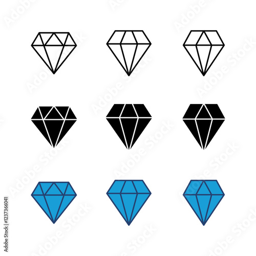 Diamond icon set. diamond gems vector icon.