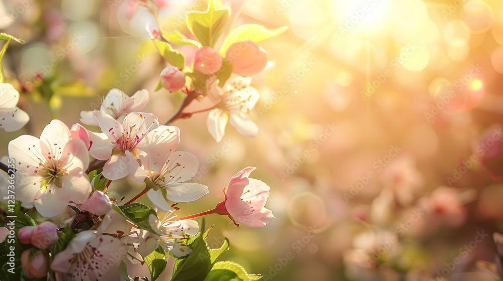 Delicate pink flowers bloom in sunlight, creating a serene and vibrant atmosphere. Delicate pink flowers bloom in sunlight, creating a serene and vibrant atmosphere.