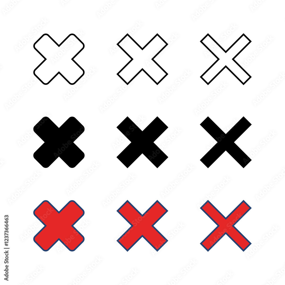 Obraz premium Close icon set. Delete icon vector. cross sign