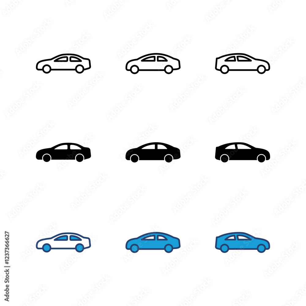 Car icon set. car vector icon. small sedan Car icon set. car vector icon. small sedan