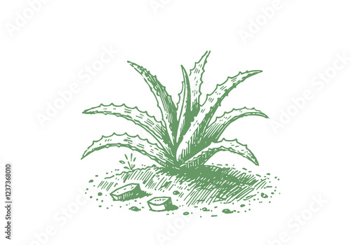 Aloe Vera Plant hand drawn sketch vector illustration isolated