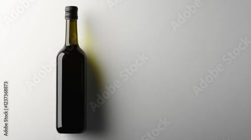 A premium bottle of olive oil placed on a white background,
