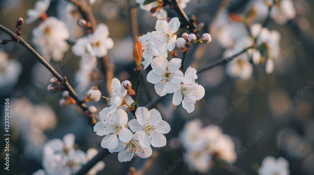 Delicate white blossoms on branches, symbolizing spring and renewal. Delicate white blossoms on branches, symbolizing spring and renewal.