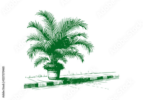 Areca Palm Plant hand drawn sketch vector illustration isolated