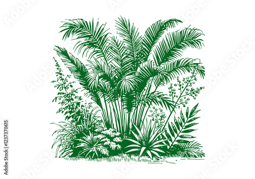 Areca Palm Plant hand drawn sketch vector illustration isolated