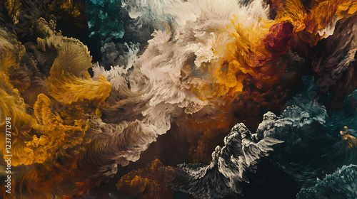 A kaleidoscope of hues dance together, swirling in a mesmerizing display of texture and motion. Lyrical Abstract. Illustration