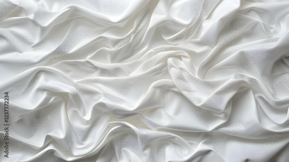 A close-up view of crumpled white fabric, showcasing smooth texture and folds. A close-up view of crumpled white fabric, showcasing smooth texture and folds.
