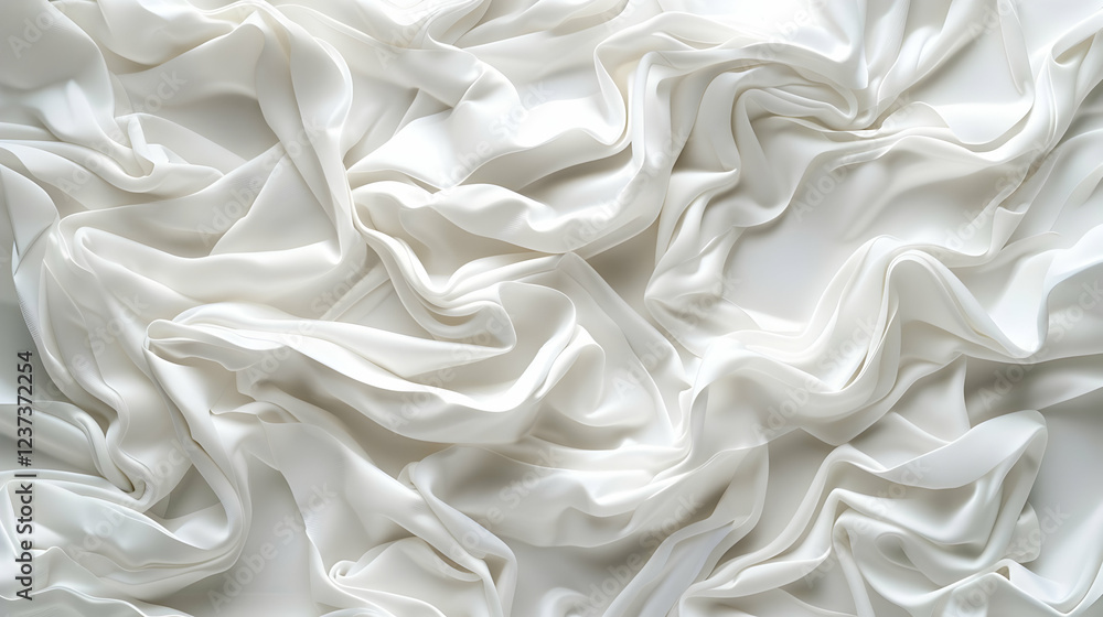 Fototapeta premium A close-up view of crumpled white fabric, showcasing texture and softness.