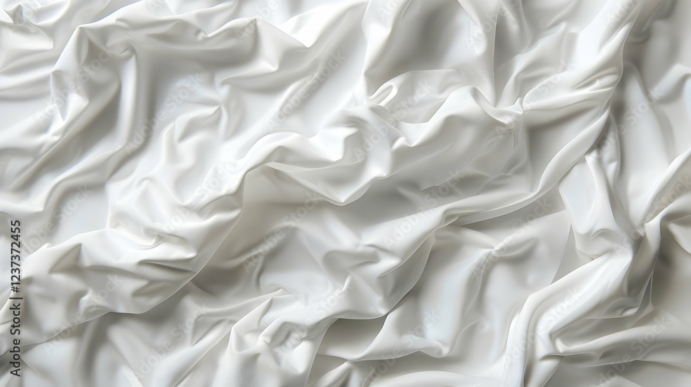 A close-up view of wrinkled white fabric, showcasing texture and depth. A close-up view of wrinkled white fabric, showcasing texture and depth.