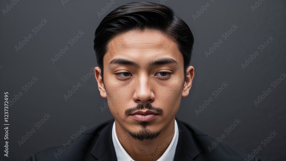 A contemplative young man showcases deep thought in a dark setting. A contemplative young man showcases deep thought in a dark setting.