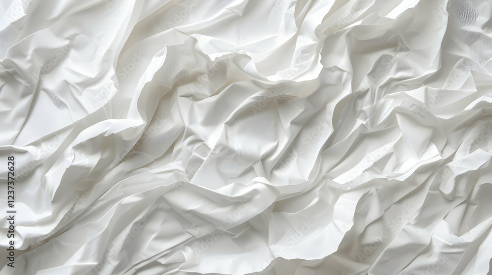 A close-up view of crumpled white paper displaying texture and depth. A close-up view of crumpled white paper displaying texture and depth.