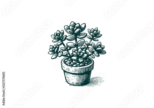 Jade Plant hand drawn sketch vector illustration isolated