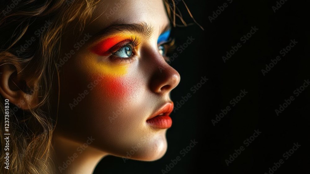 An artistic portrait of a young model with vibrant An artistic portrait of a young model with vibrant