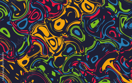 Abstract vector design of liquid colors mixing on a dark background