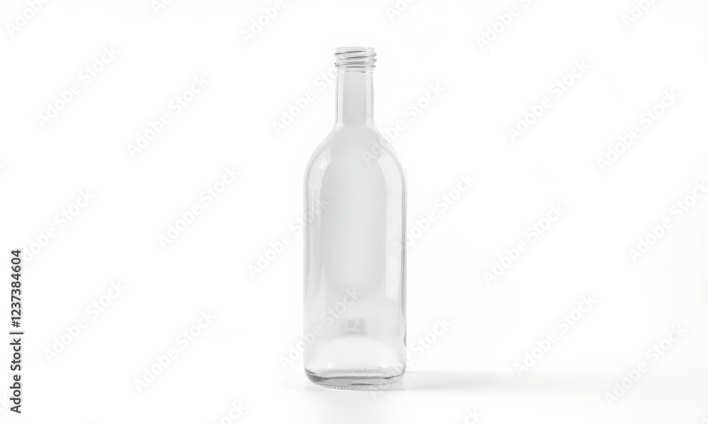 Clear glass bottle mockup on white background, ideal for branding and design projects. Perfect for showcasing labels or product designs Clear glass bottle mockup on white background, ideal for branding and design projects. Perfect for showcasing labels or product designs