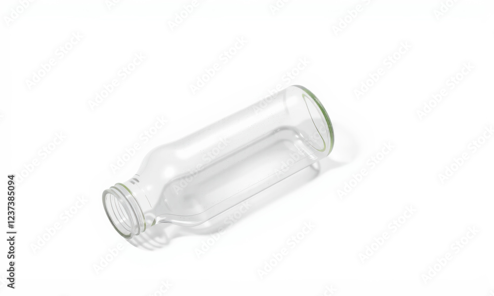 Clear glass bottle mockup on white background, ideal for product display and branding. Perfect for showcasing beverages or liquids Clear glass bottle mockup on white background, ideal for product display and branding. Perfect for showcasing beverages or liquids