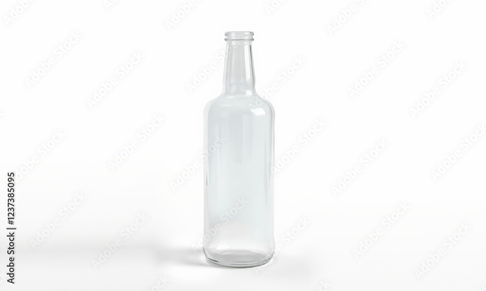 Clear glass bottle mockup on white background, ideal for branding and design projects. Perfect for showcasing beverages or other liquids Clear glass bottle mockup on white background, ideal for branding and design projects. Perfect for showcasing beverages or other liquids