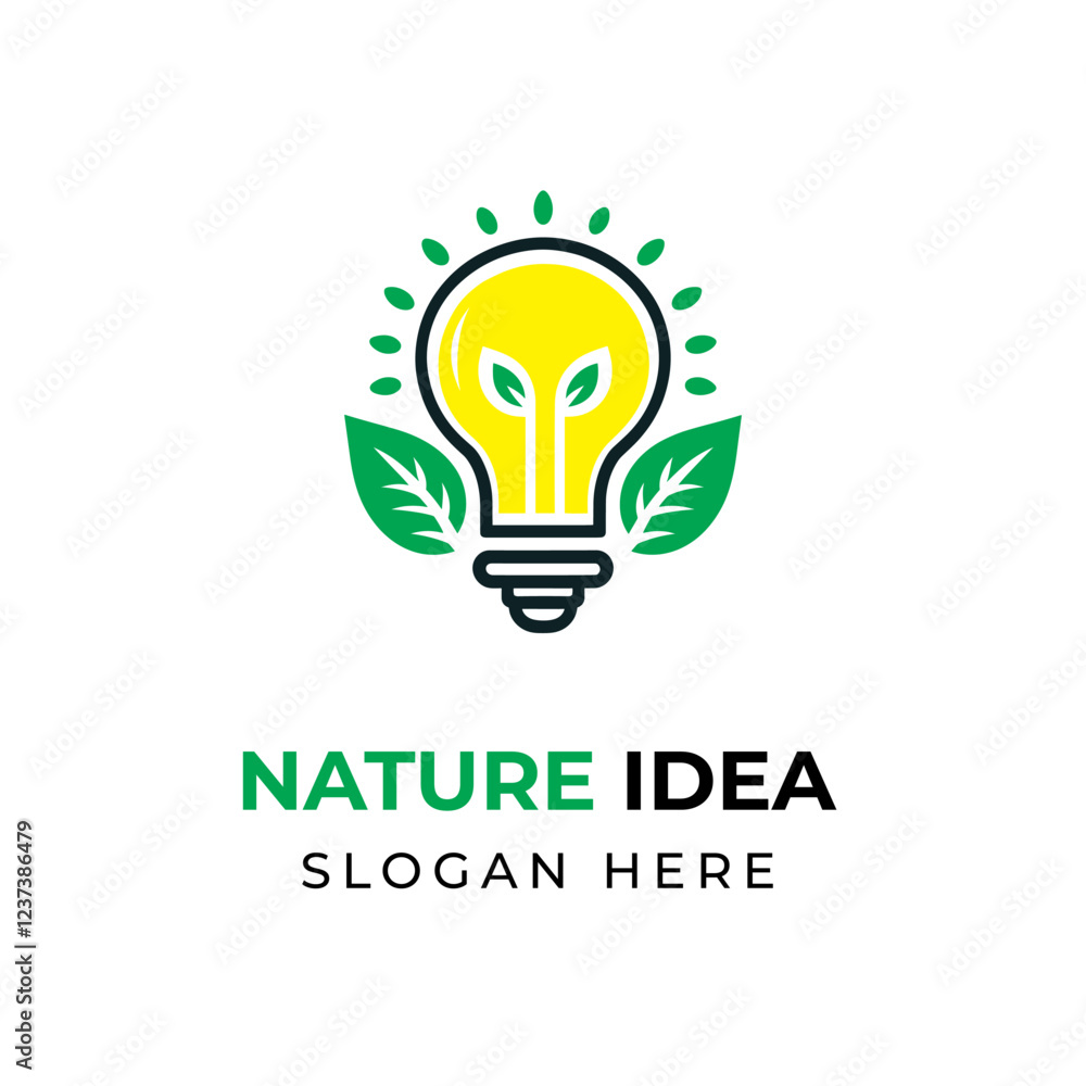Lamp and leaves logo in simple and modern style Lamp and leaves logo in simple and modern style