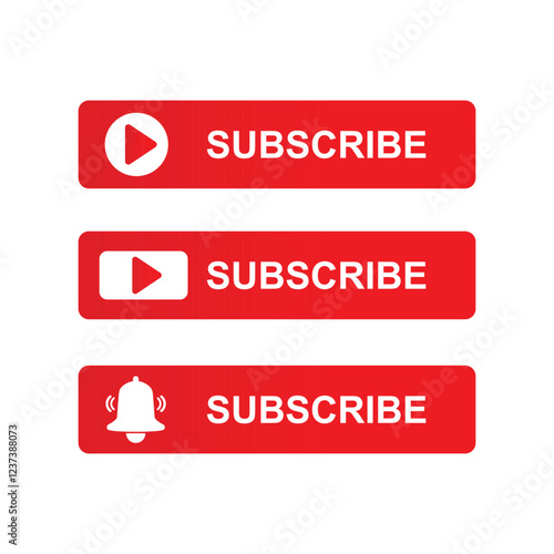 Subscribe, bell button and hand cursor. Red button subscribe to channel, blog. Social media background. 