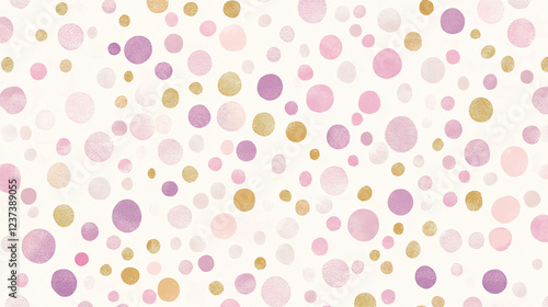 Wallpaper Mural Minimalist watercolor polka dot pattern in soft pastel pink purple and gold on a white background creating a delicate and artistic look  
 Torontodigital.ca