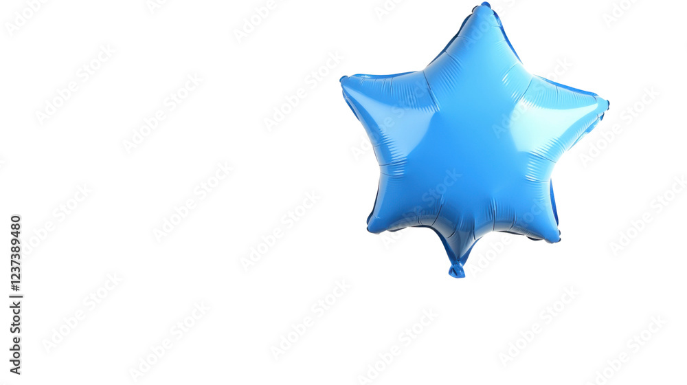 Blue star shaped balloon floating on transparent background Blue star shaped balloon floating on transparent background