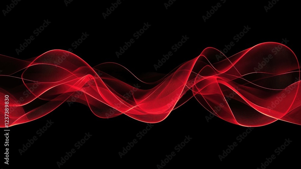 Fototapeta premium Red Waves Flow Dynamically Abstract