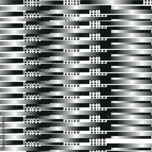 The texture consists of metal stripes and small pieces. Imitation of metal products to create an industrial background.