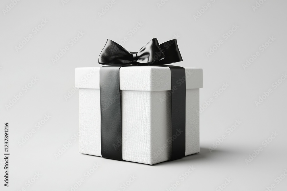 White box with a black bow on top of it White box with a black bow on top of it